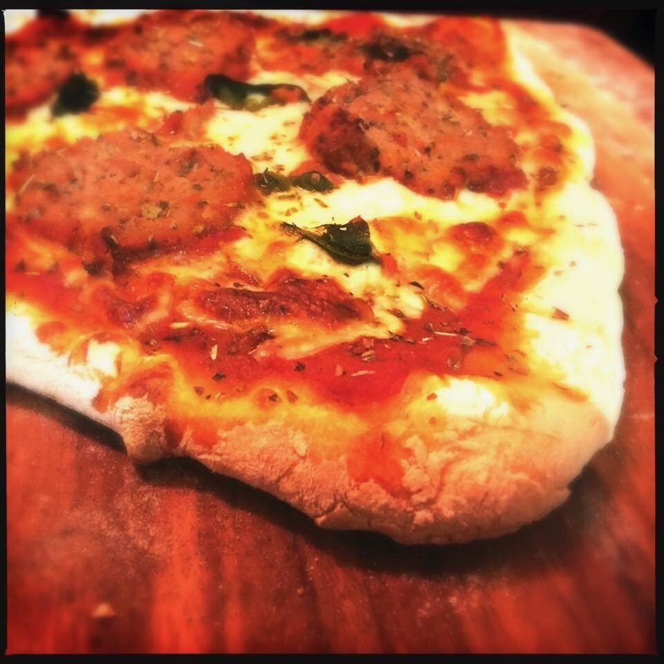 Rainy Day Meatball Pizza